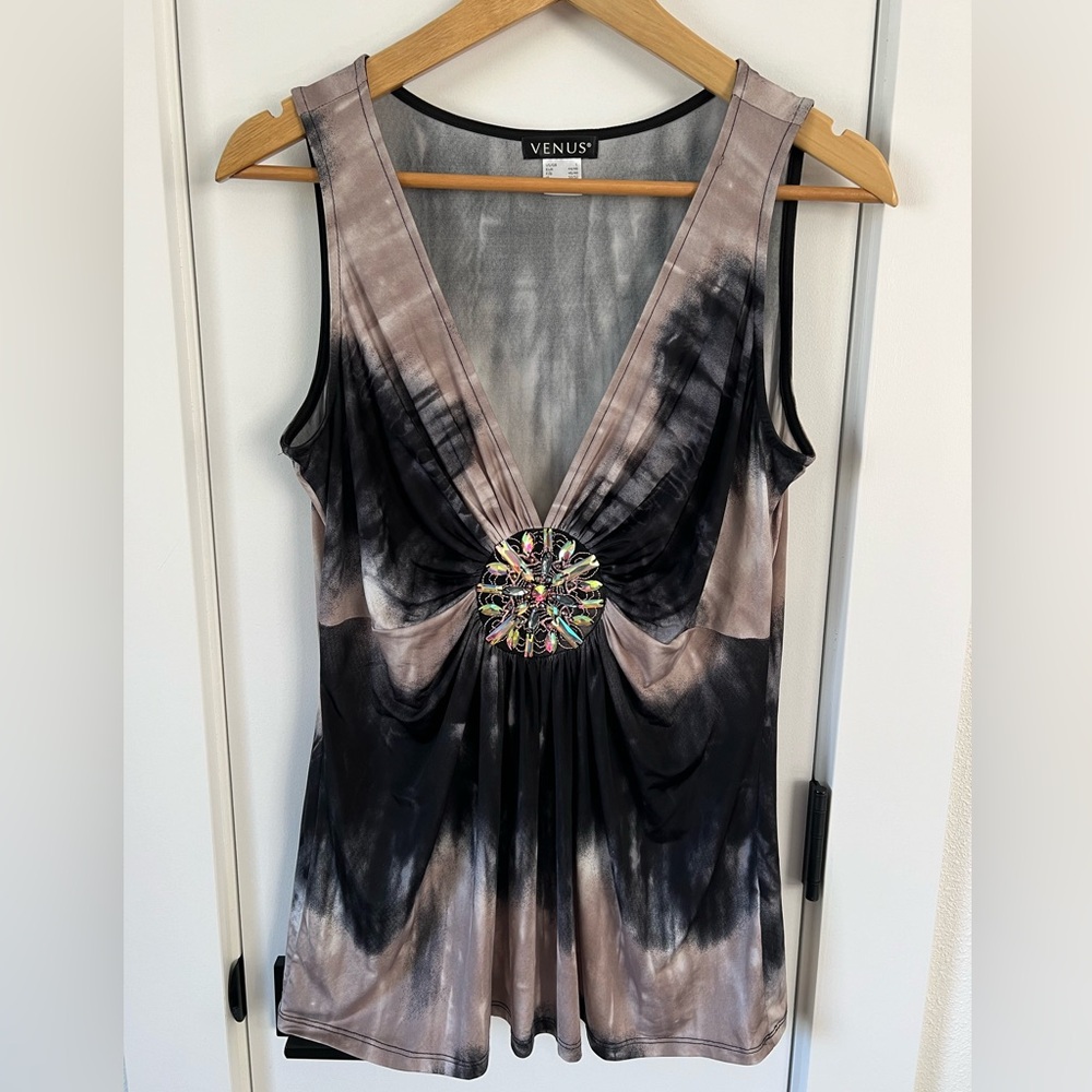 Venus Tye Dye Low Cut Sleeveless Shirt - L